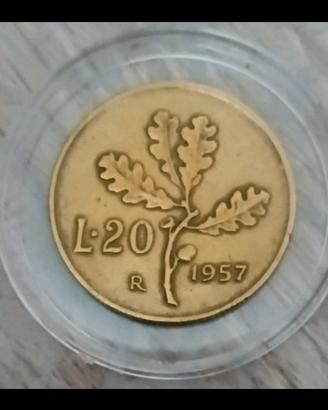 Italia – 20 Lire 1957 – Bella patina antica