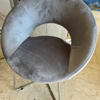 Sedia poltroncina moderna in velluto grigio