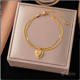 BRACCIALE CON CIONDOLO CUORE CON TESTO INCISO