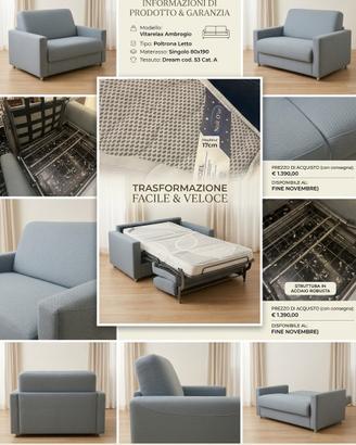 Poltrona letto Vitarelax Ambrogio con materasso