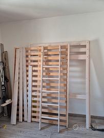 Letto a soppalco legno massello una piazza e mezza