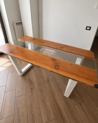 TAVOLO IN LEGNO E VETRO