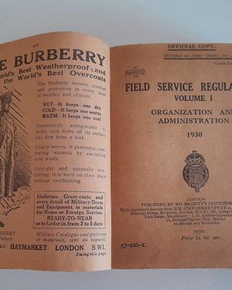 Field Servie Regulations 1939 libo guerra inglese
