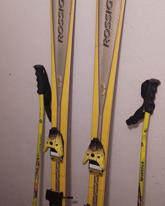 sci Rossignol vintage con bacchette
