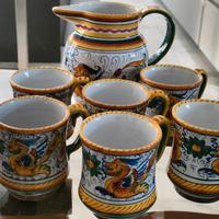 Ceramiche Deruta, set brocca e tazze