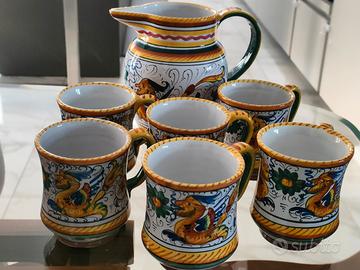 Ceramiche Deruta, set brocca e tazze
