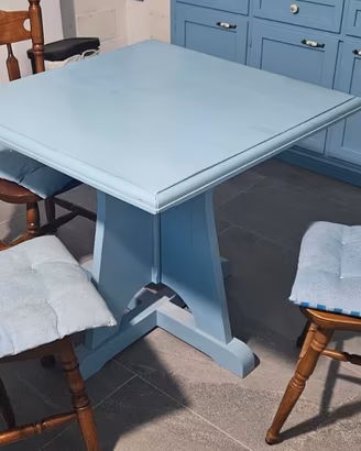 TAVOLO LEGNO 80X80 STILE SHABBY CHIC + 3 SEDIE