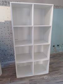 libreria in legno -noce massello bianco 