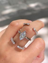 set 3 anelli in rame，placcato argento regolabile