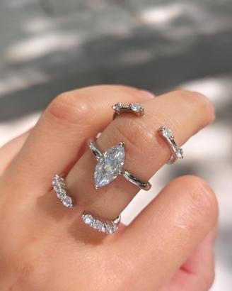 set 3 anelli in rame，placcato argento regolabile