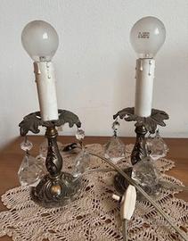 Coppia lumette abat-jour candelabro vintage