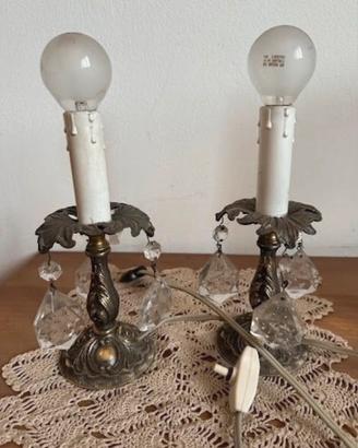 Coppia lumette abat-jour candelabro vintage