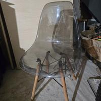 Sedie trasparanti gambe ferro e legno faggio