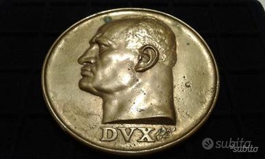 Placca Fascista Dvx Mussolini Mistruzzi Bronzo