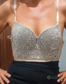 Top reggiseno in cristalli  tg 40C XL