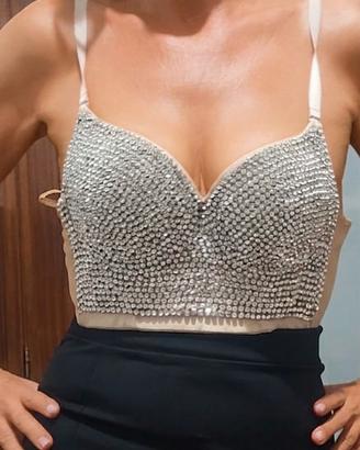 Top reggiseno in cristalli  tg 40C XL