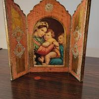 Trittico Vintage Legno Dorato - Madonna della Segg