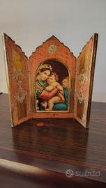 Trittico Vintage Legno Dorato - Madonna della Segg