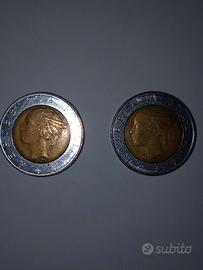 2 monete da 500 lire Italia 