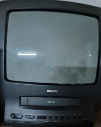 TV CRT 14" Philips Videoregistratore VHS integrato