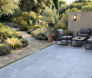 Pavimento gres effetto pietra grigio scuro 90x90cm