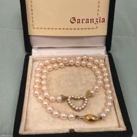 collana di perle coltivate e brillanti