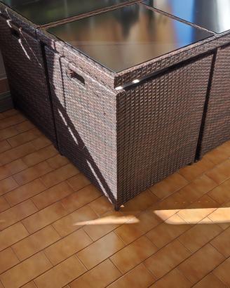 Tavolo in rattan da balcone o giardino 8 posti