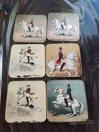 sei sottobicchieri in sughero illustrati