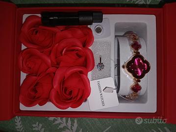 Set Donna Orologio e Gioielli Quadrifoglio 
