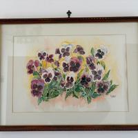 Quadro floreale,con cornice legno massiccio e oro