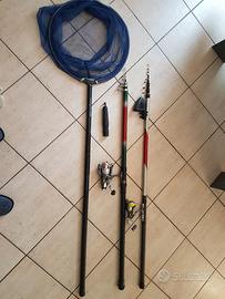 Canne da pesca + mulinelli e retino