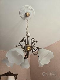 Lampadario classico 5 luci in ferro e vetro