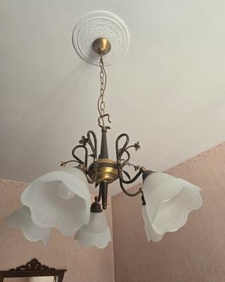 Lampadario classico 5 luci in ferro e vetro