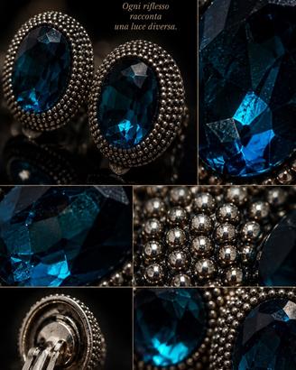 Orecchini vintage clip cristallo sfaccettato