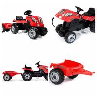 Trattore Smoby a pedali GM rosso con rimorchio 