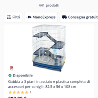 Gabbia conigli ferribiella 5 ripiani rialzati