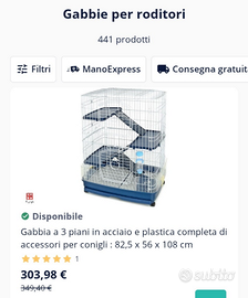 Gabbia conigli ferribiella 5 ripiani rialzati