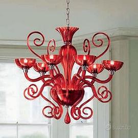 Lampadario di Murano Rosso BOLERO LEUCOS 6 luci
