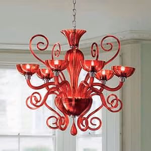 Lampadario di Murano Rosso BOLERO LEUCOS 6 luci