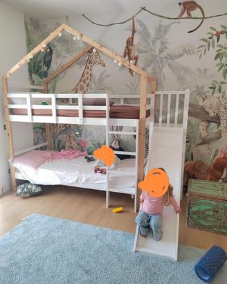 letto a castello con scivolo 