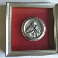 Quadro piastra tonda argentata anni 40/50