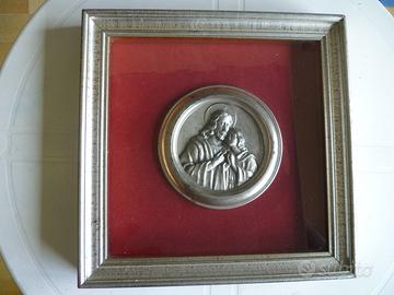 Quadro piastra tonda argentata anni 40/50