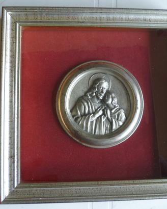 Quadro piastra tonda argentata anni 40/50
