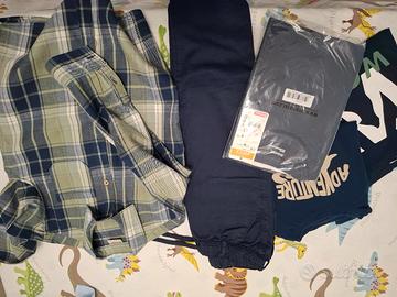 pantalone , maglietta maniche lunghe e camicia 