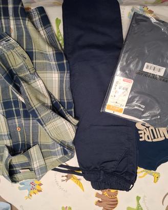 pantalone , maglietta maniche lunghe e camicia 