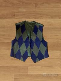 🧥 Gilet vintage patchwork a rombi blu & verde 🧥
