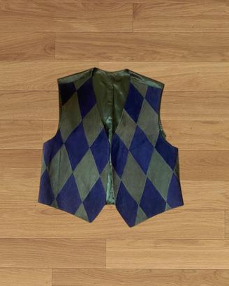 🧥 Gilet vintage patchwork a rombi blu & verde 🧥