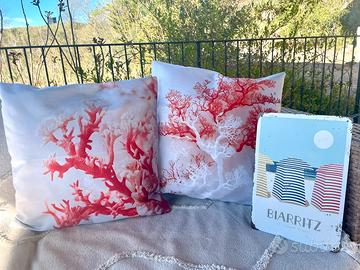 Set 3 pezzi decorazione mare con federe e targa