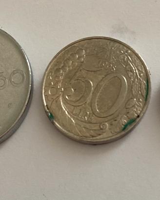 Tre monete  da 50 lire