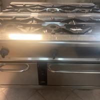 Cucina gas professionale 6fuochi forno incorporato